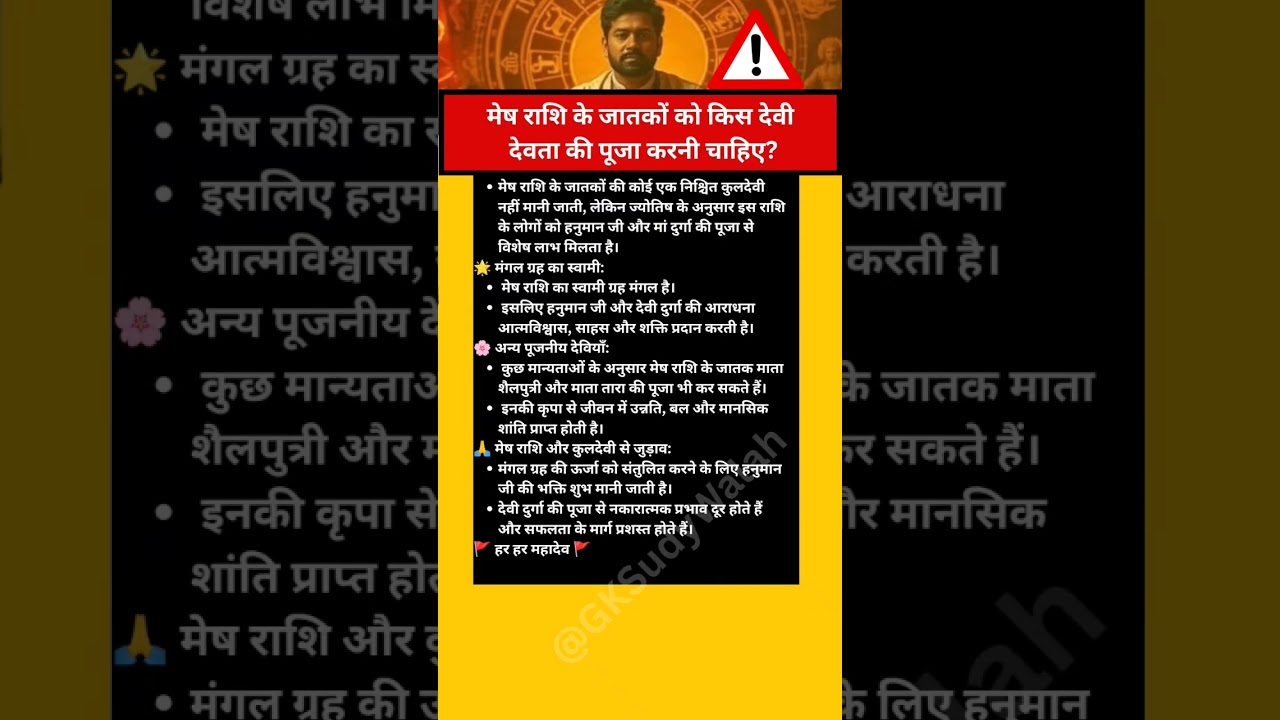 मेष राशि वालों की कुलदेवी ओर देवता की देवता की पूजा करे?Mesh Rashi Kuldevi #aajkarashifal #meshrashi
