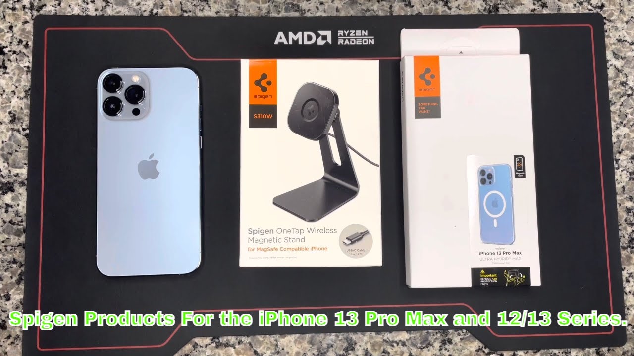 Spigen Ultra Hybrid Mag Clear Case iPhone 13 Pro Max and One Tap Wireless MagSafe Stand