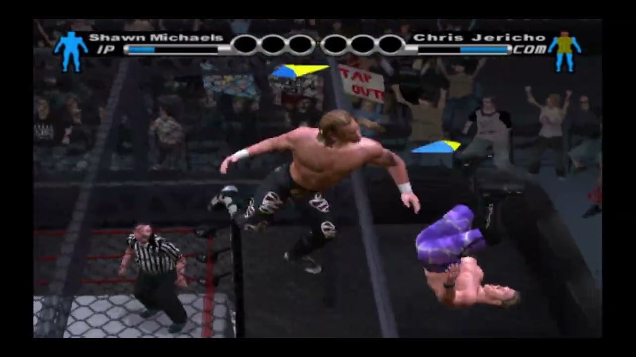 WWE Smackdown vs Raw - PS2 Gameplay - Shawn Michaels vs Chris Jericho - Hell in a Cell Match