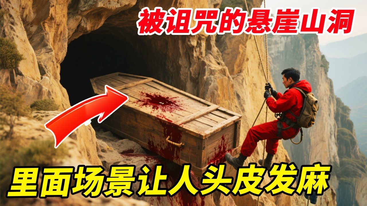 探险被诅咒的悬崖山洞，洞口用带血的棺材镇压，里面惊现罕见的地狱玫瑰【户外小北哥】