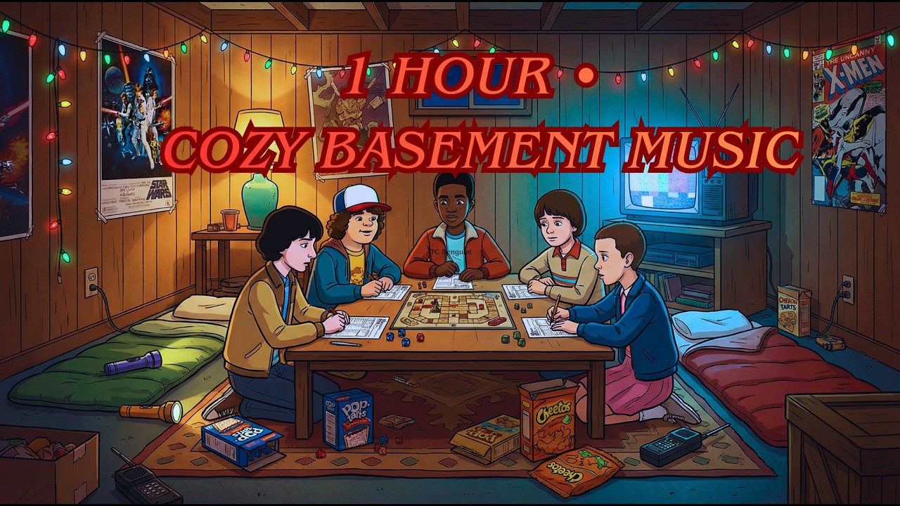 Stranger Things: 1 Hour Cozy Basement Music 🎮 | Study, Relax & Chill