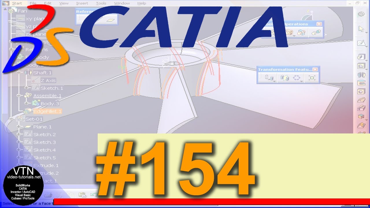 01-154 CATIA v5 TUTORIAL surface design: ( Variable Fillet )