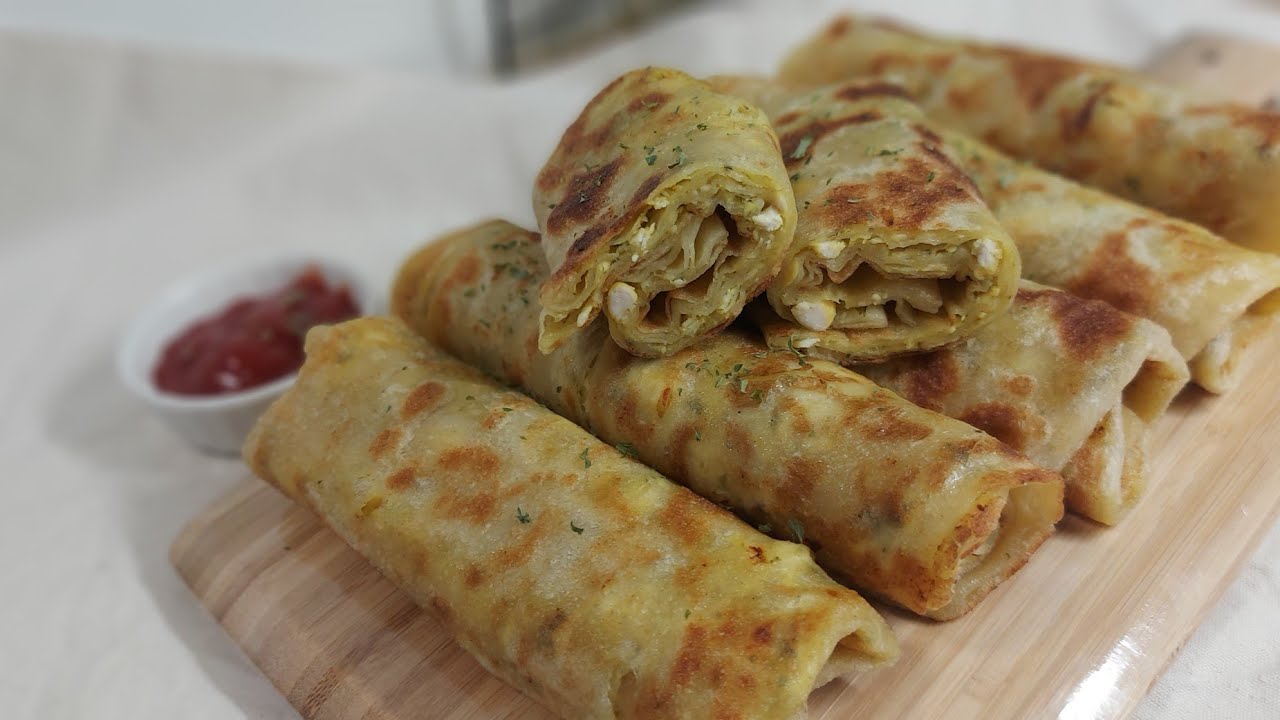 Msmen met kip, Marokkaanse pannenkoek gevuld met kipمسمن بالدجاج ، بان كيك مغربي محشي بالدجاج