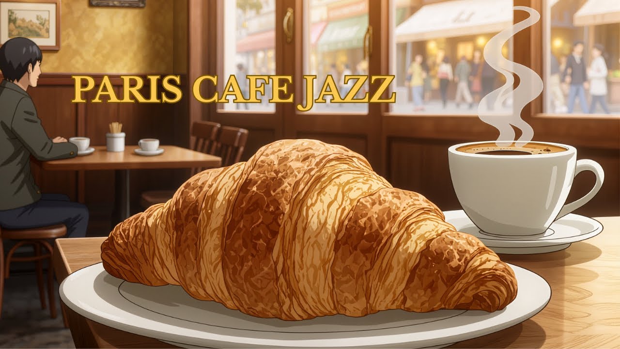 Paris Anime Cafe Jazz ☕ | Relaxing French Coffee Shop Ambience | Smooth Jazz Music for Study & Work