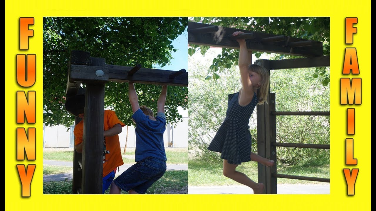 Monkey Bar : Swinging Kids Playing in Playground Funny Family ( Latest Video )