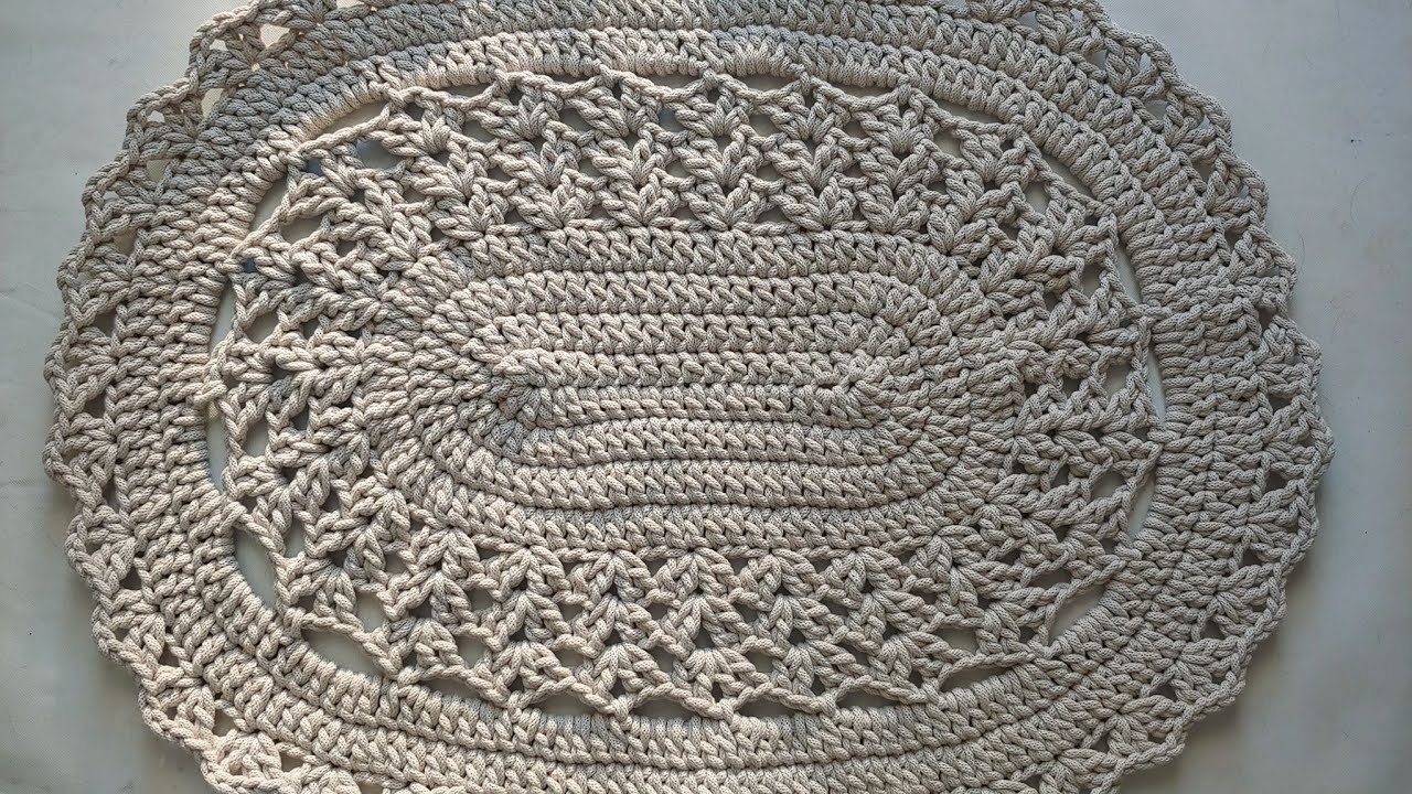 Owalny dywan ze sznurka bawełnianego na szydełku. Część 2 z 2. Carpet cotton crochet