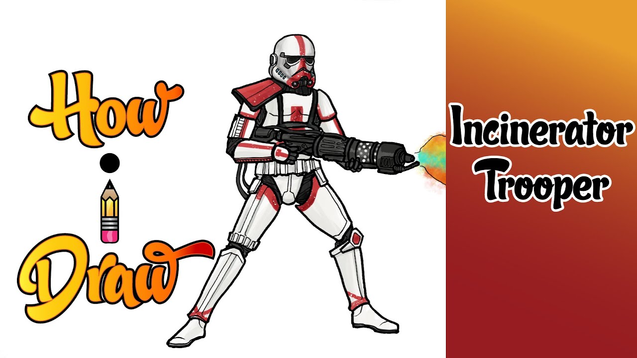 How I Draw INCINERATOR TROOPER from the MANDALORIAN | ** how to draw incinerator trooper star wars *