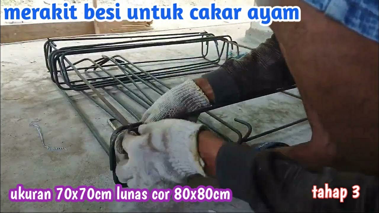 proses potong besi dan perakitannya untuk pondasi cakar ayam rumah minimalis 6x8