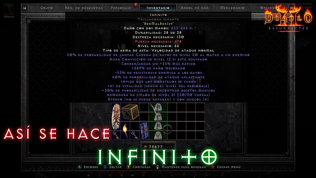 Palabra rúnica INFINITO para Diablo 2 Resurrected