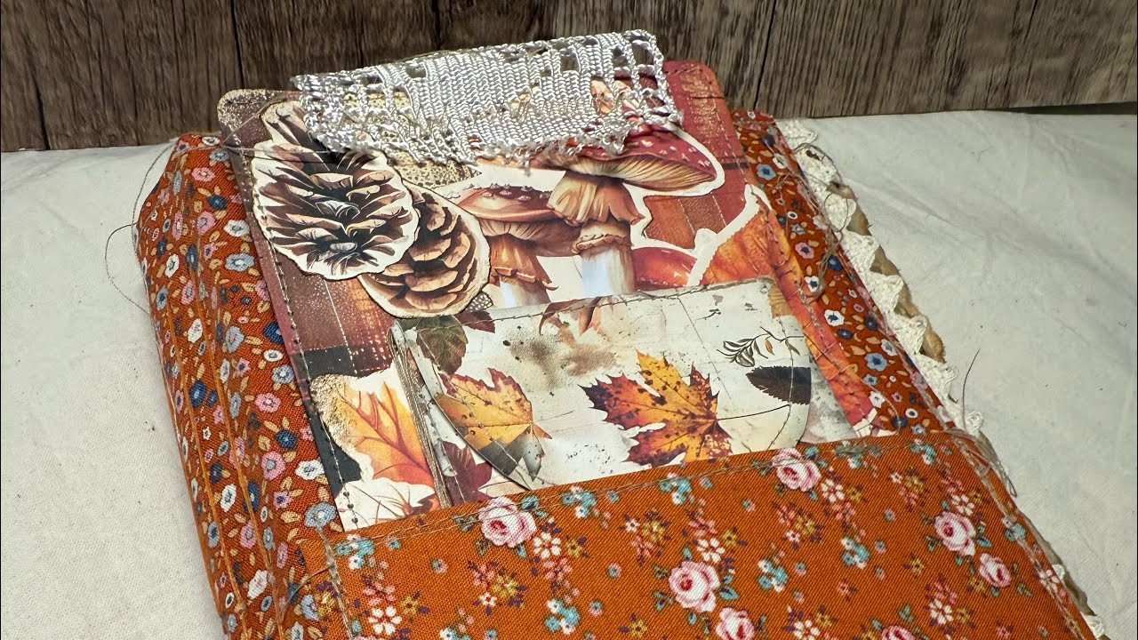 Осенний журнал ручной работы | Ткань для осеннего журнала ручной работы