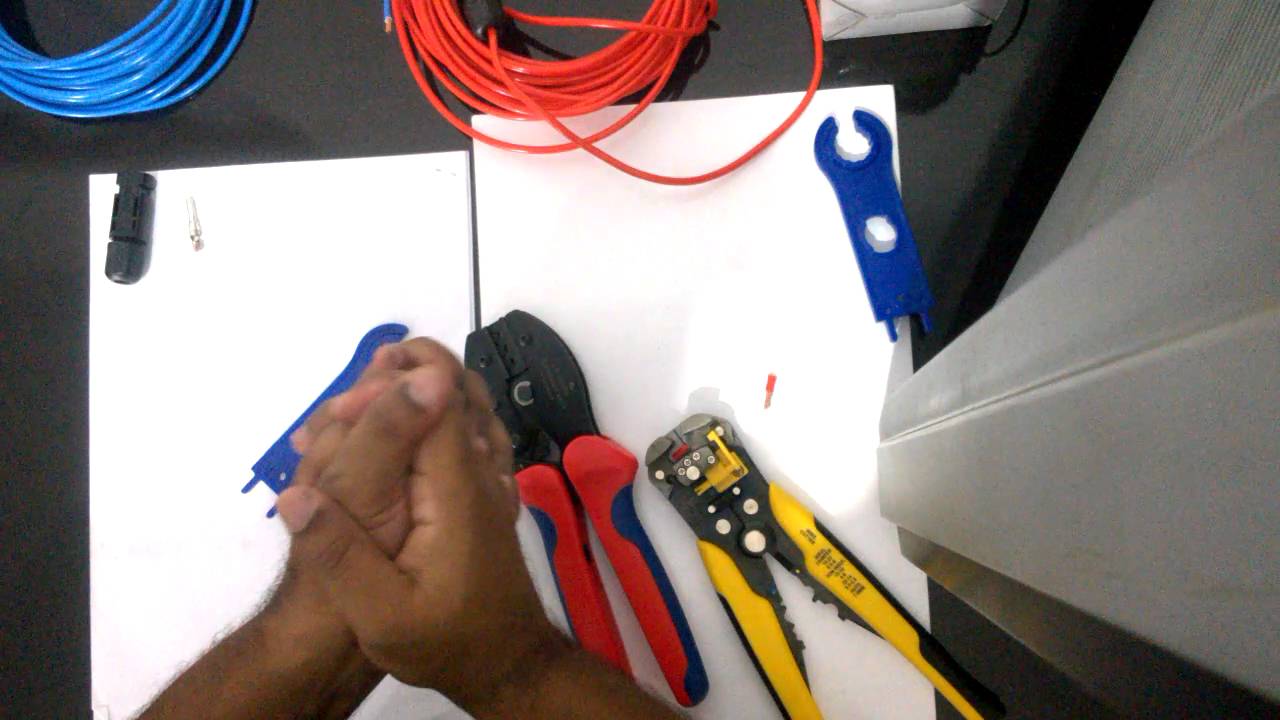 Energia solar crimpagem de conectores mc4 com cabos 4mm, minha casa solar.