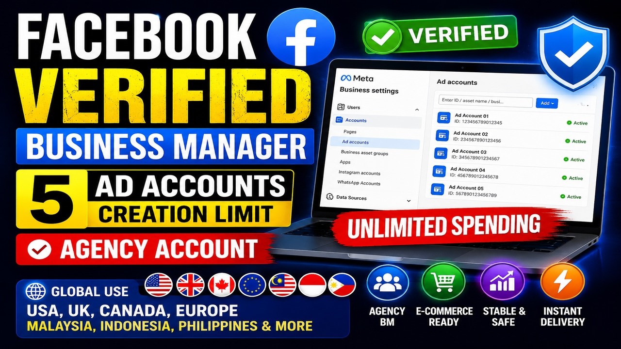 Facebook Verified Business Manager 2026 | 5 Ad Accounts Limit | USA UK Agency BM