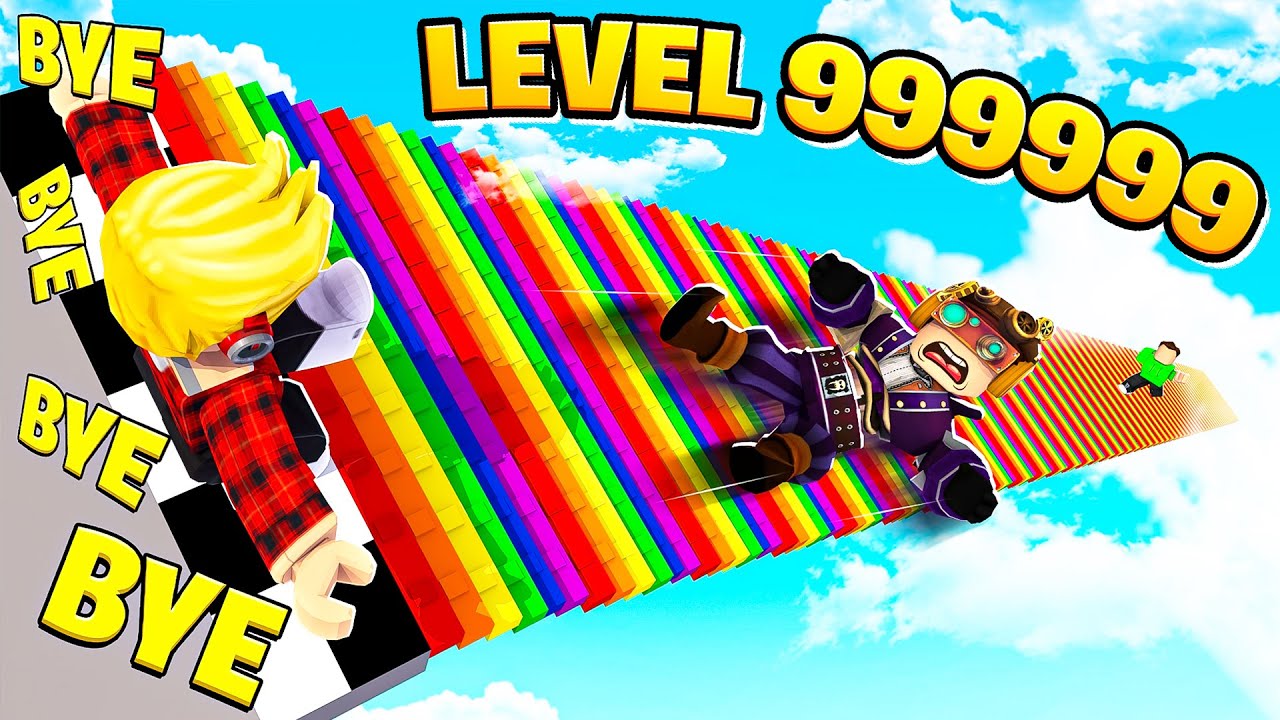 CADO DALLA SCALA ALTA LIVELLO 999999 DI ROBLOX!!