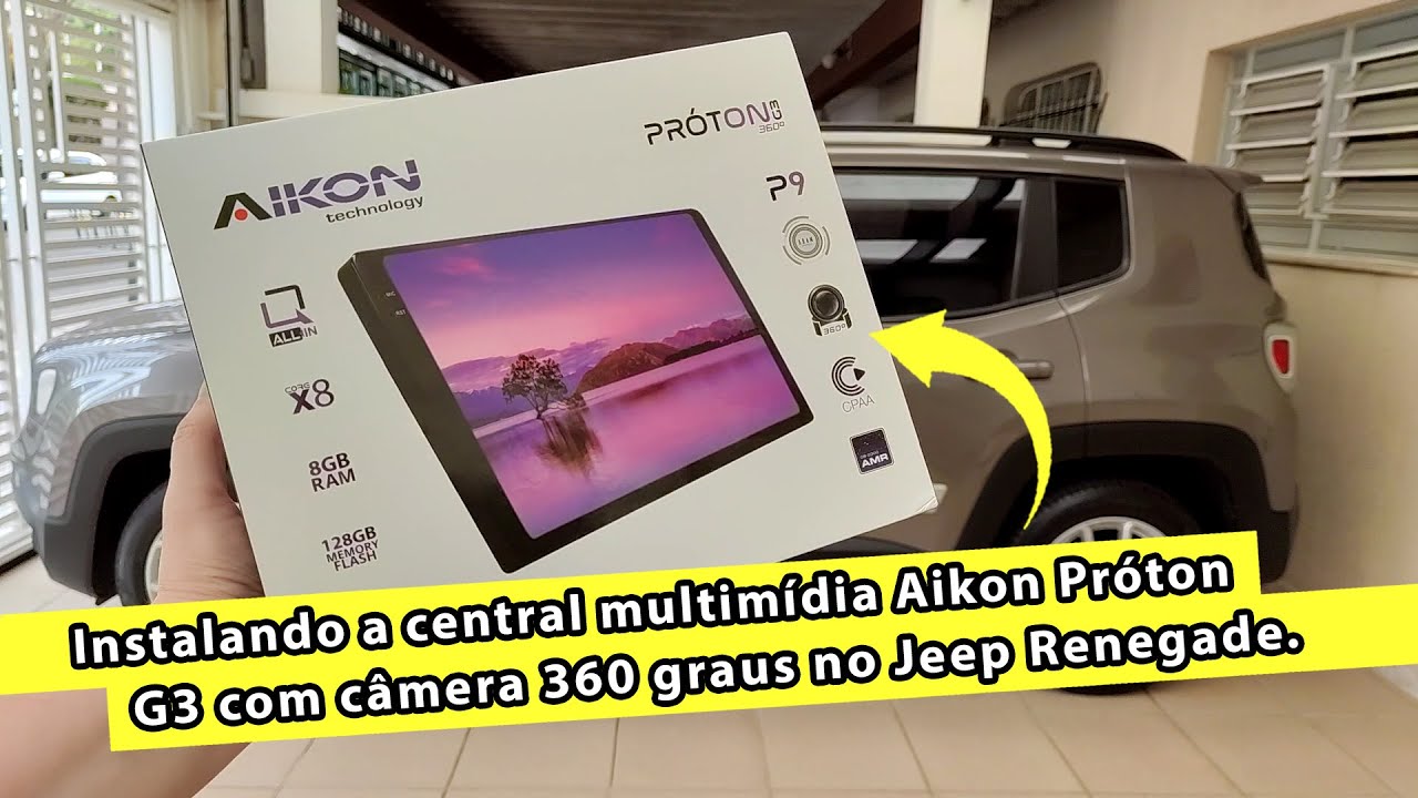 Instalando central multimídia Aikon Próton G3 com câmera 360º no Jeep Renegade e saiba onde comprar.
