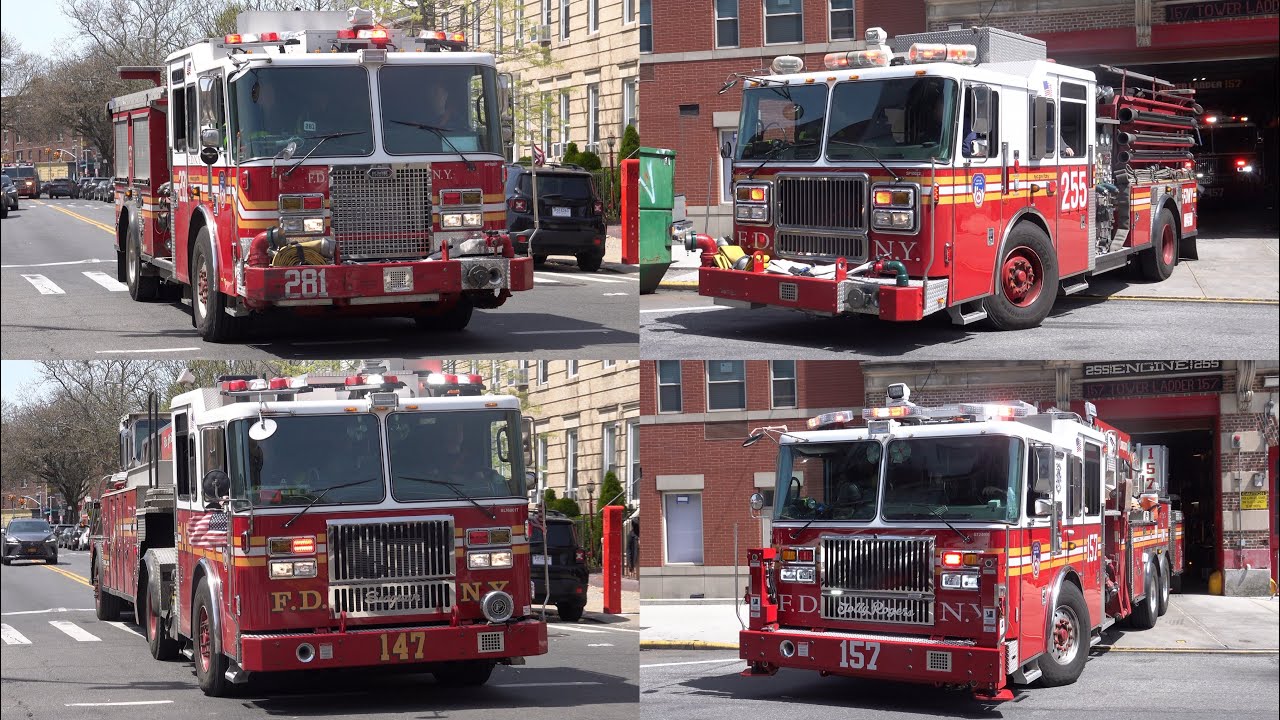 ***EVERYBODY GOES*** FDNY Engine 255, Engine 281 ,NEW Tower Ladder 157, & Ladder 147  Responding