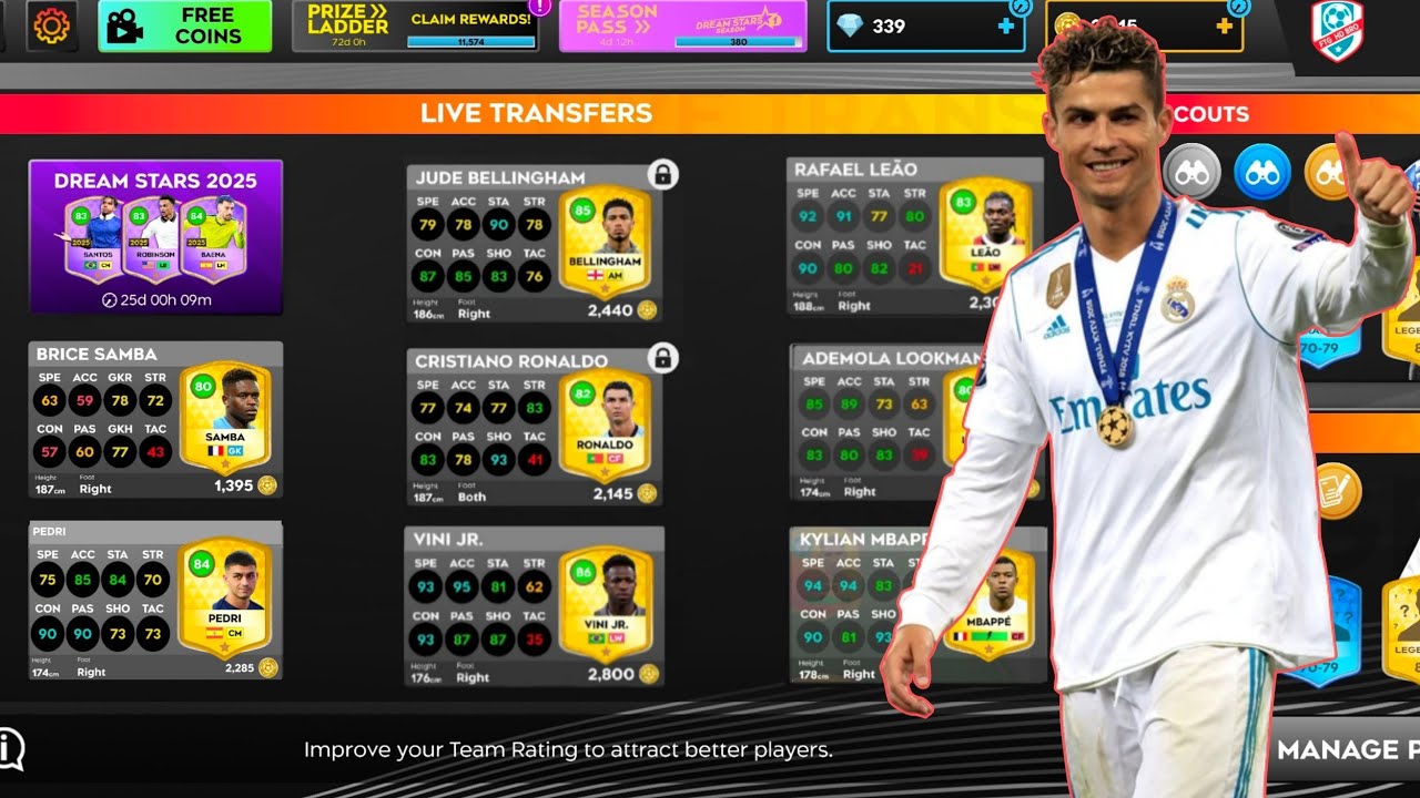 DLS 25 BUY ALL LEGENDARY PLAYER. RONALDO PEDRI . F T G HD BRO