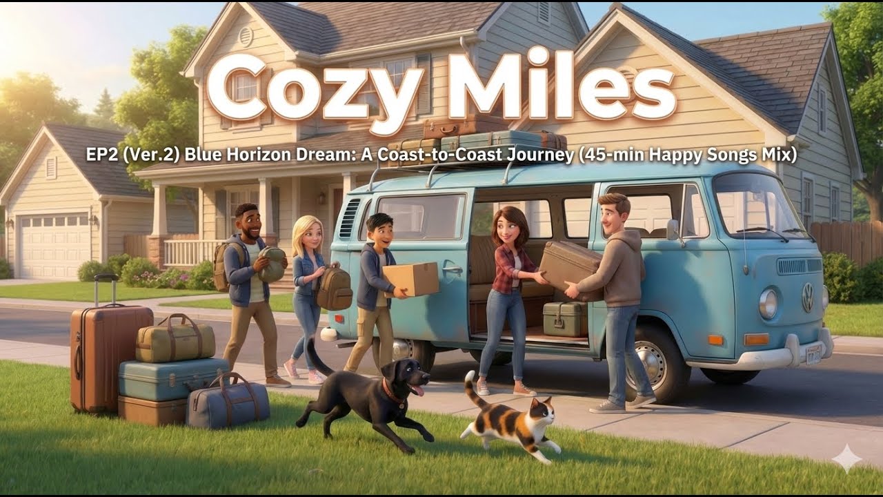 EP2 (Ver.2) The Blue Horizon Dream: A Coast-to-Coast Journey (45 Min Happy Songs Mix) | Cozy Miles