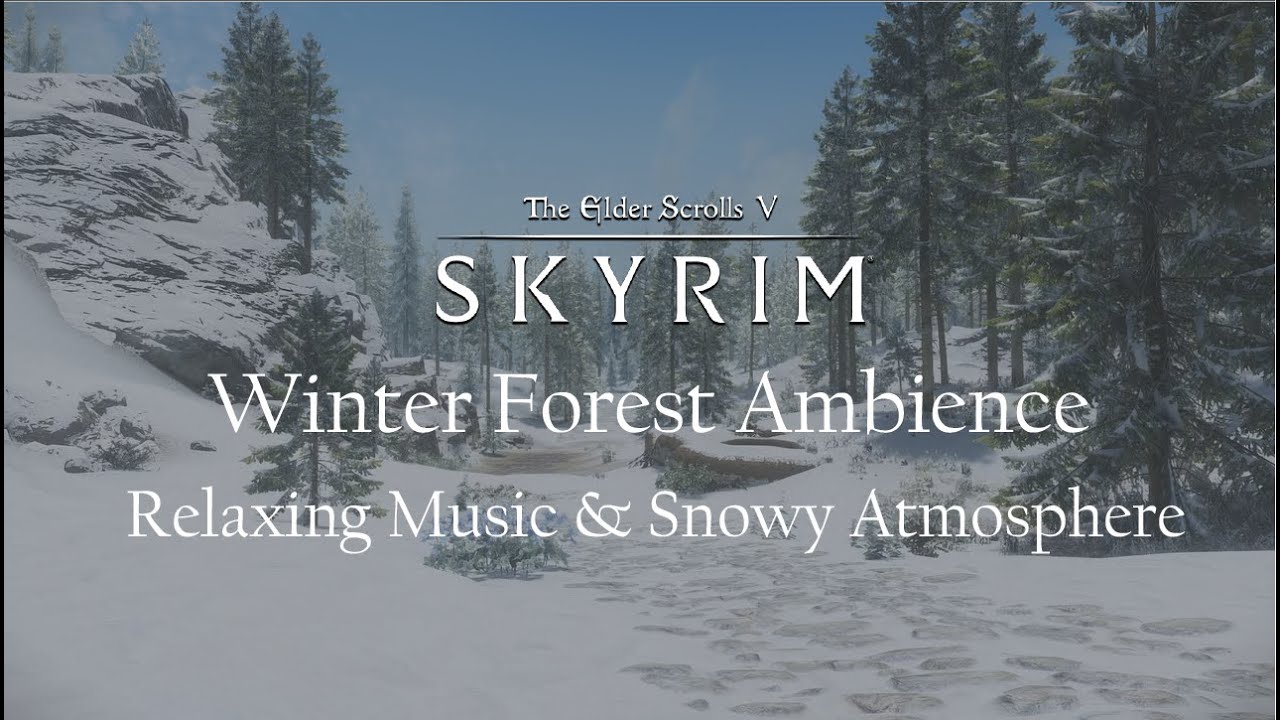 Skyrim Winter Forest Ambience ❄️ | Relaxing Music & Snowy Atmosphere