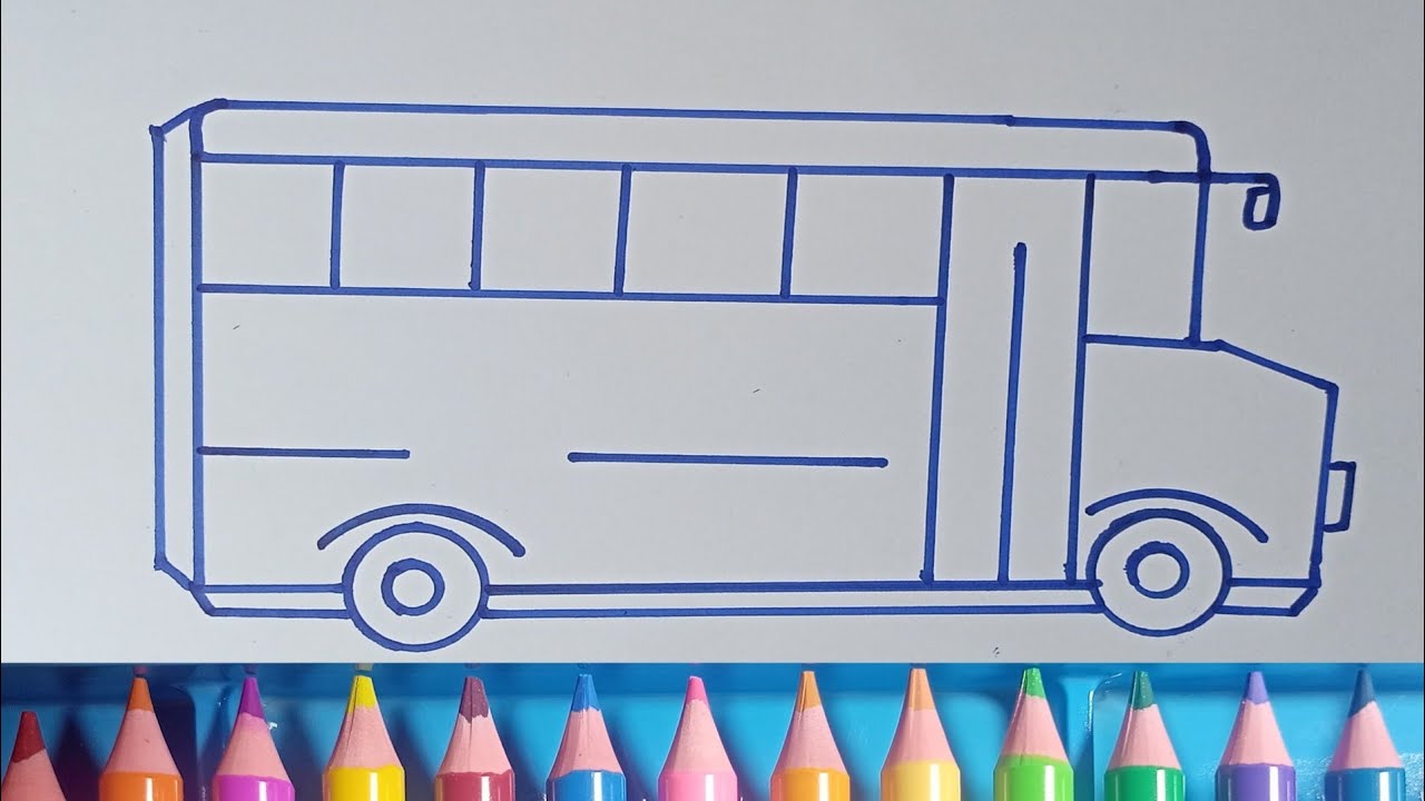 Simple Bus Drawing for Beginners Step by Step|How to drawing bus 