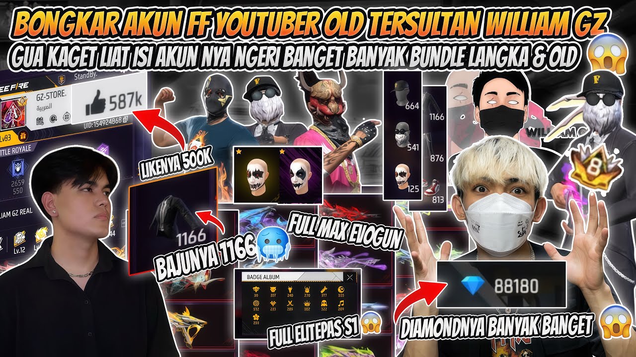 BONGKAR AKUN FF YOUTUBER OLD TERSULTAN WILIAM GZ KAGET LIAT ISI AKUNNYA NGERI BANGET BIKIN MERINDING