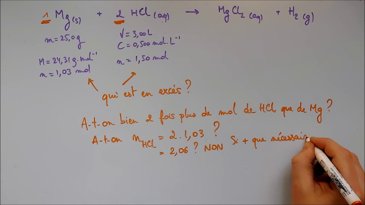 Résolution de problèmes stœchiométriques 3 - Avec excès