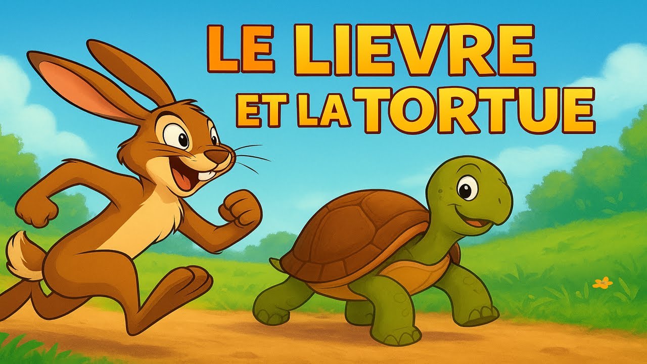 Le lièvre et la tortue. Fable animé pour enfants
