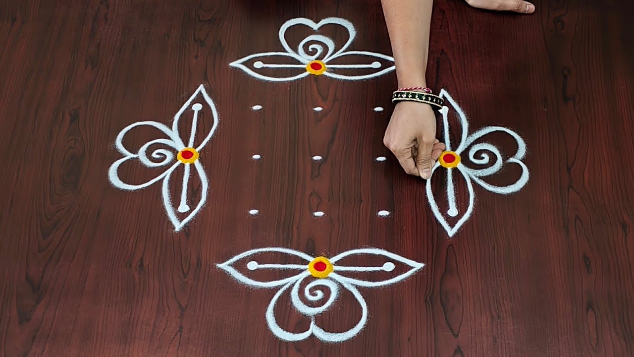 5×3dots easy rangoli|daily muggulu|thipkyanchi,festival rangoli|traditional rangoli#Rang kaa Rangoli
