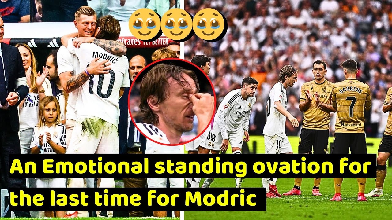 Modric's emotional moment during the Standing Ovation at the Santiago Bernabeu