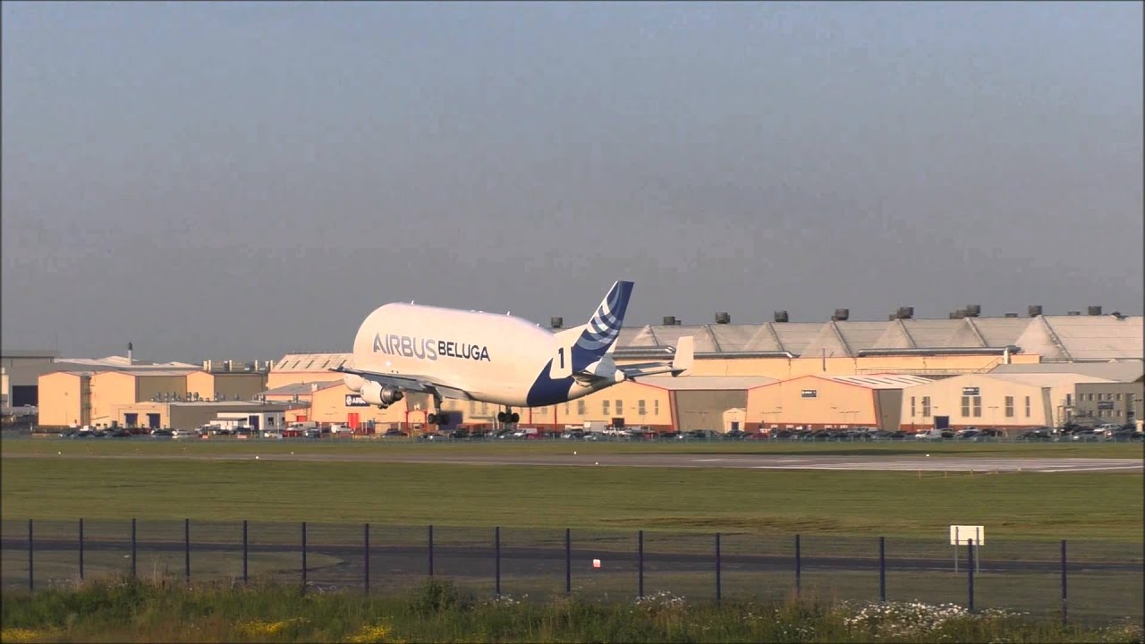 Airbus Beluga F-GSTA (Dolphin 1) Landing at Hawarden Airport Panasonic HC-V770 Test