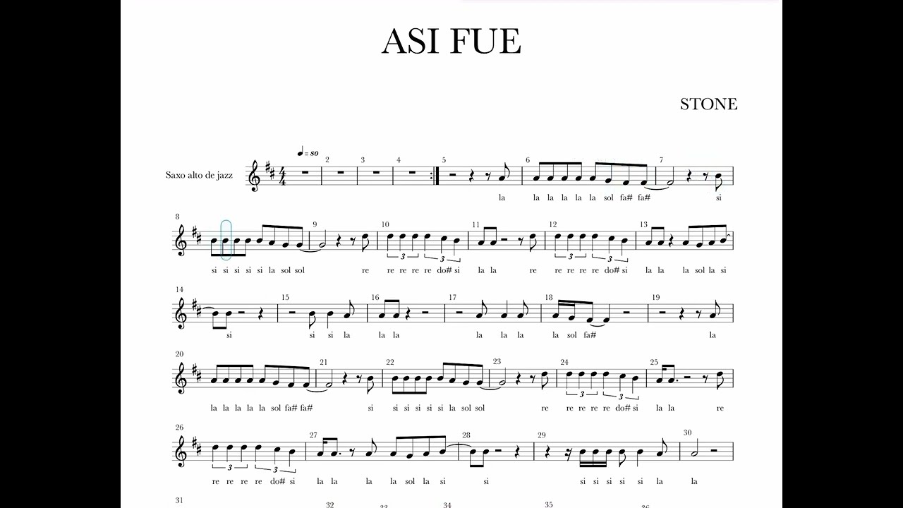 Así fue  sax Alto Partitura