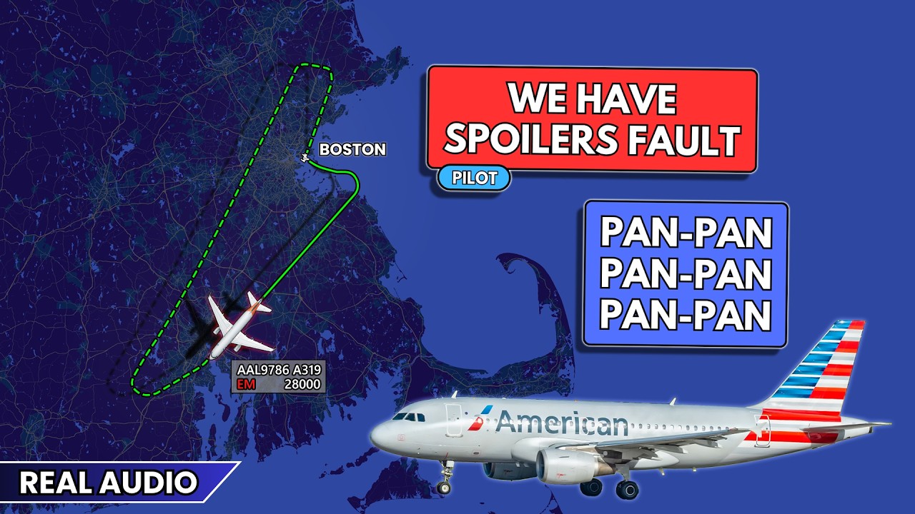 PAN-PAN. Flight control issue. American Airbus A319 returns to Boston Airport. Real ATC