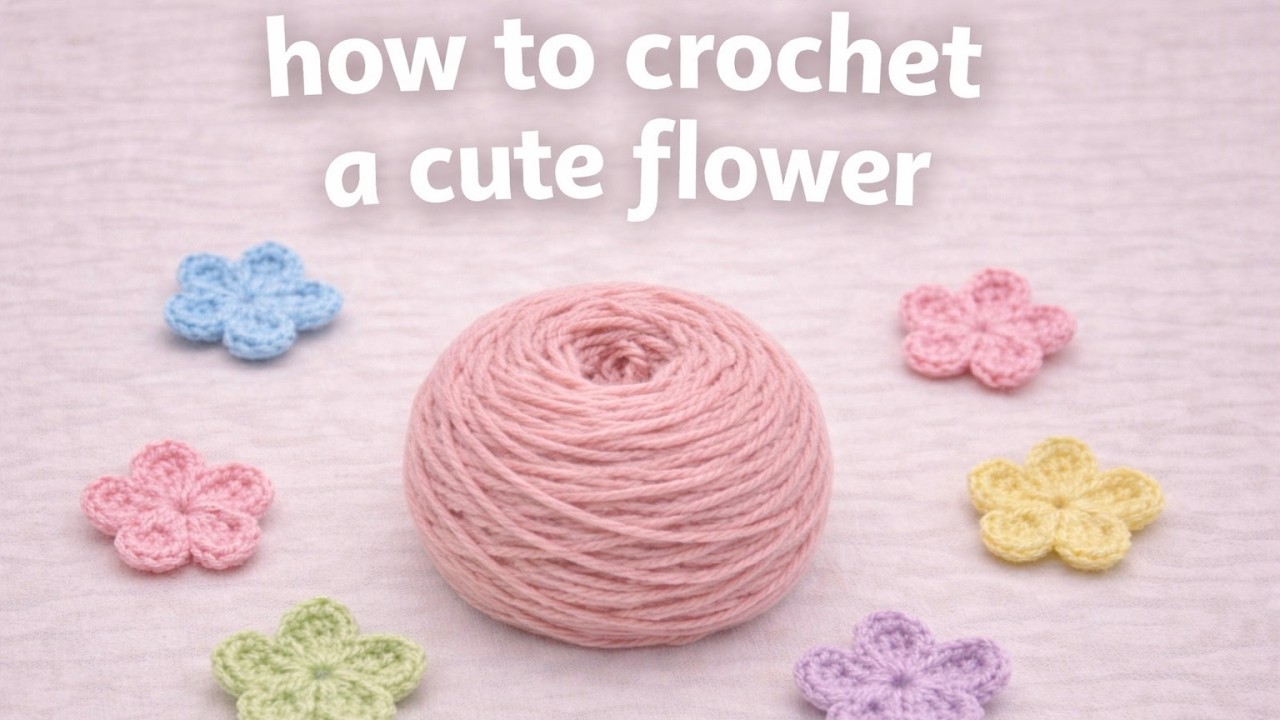 How to crochet a cute flower tutorial easy!!!