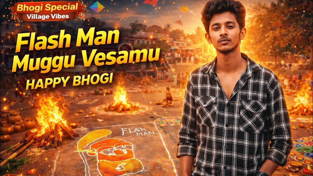 Flash Man Muggu Vesamu 🔥 | Bhogi Special Village Vibes | HAPPY BHOGI 🎉|Nigel man|#bhogi #festival 