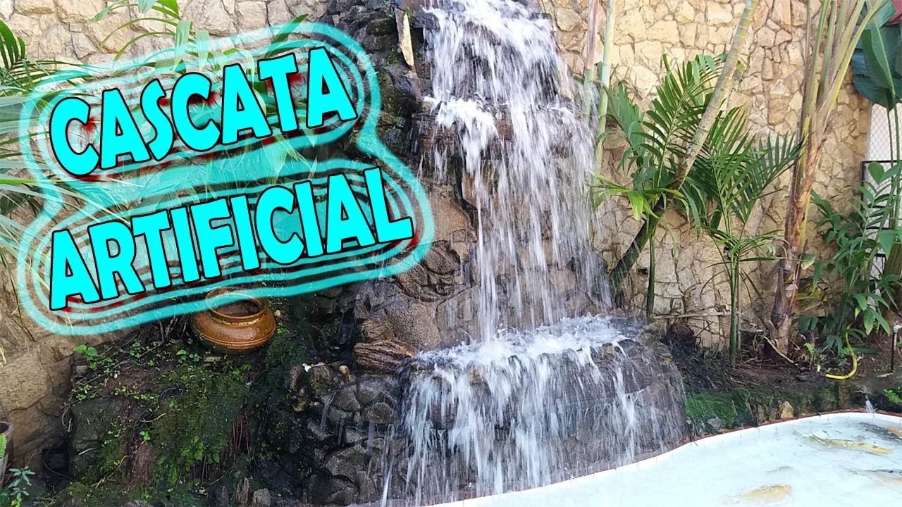 Cascata Artificial - Veja esta linda cascata para piscina com carpas coloridas