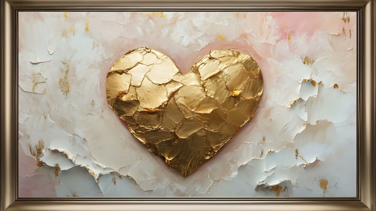 Heart Of Gold Frame TV Art | Premium Screensaver Background For Your TV💛