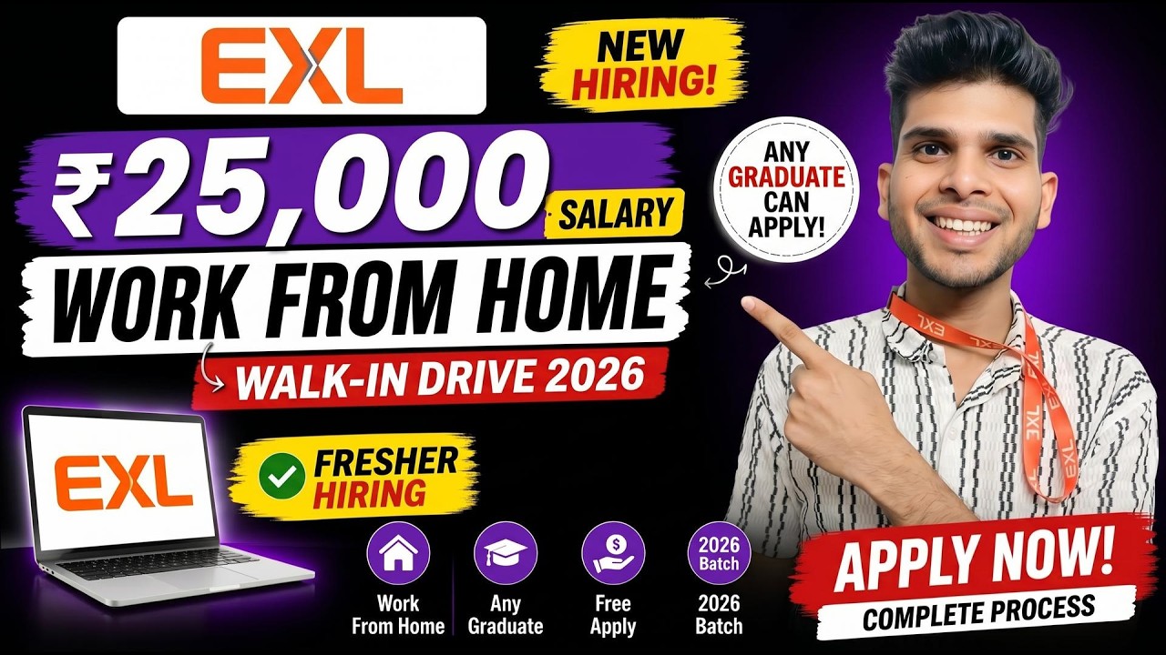 EXL Walk-In Drive 2026 | Fresher Hiring | Any Graduate Can Apply | Work From Home Jobs