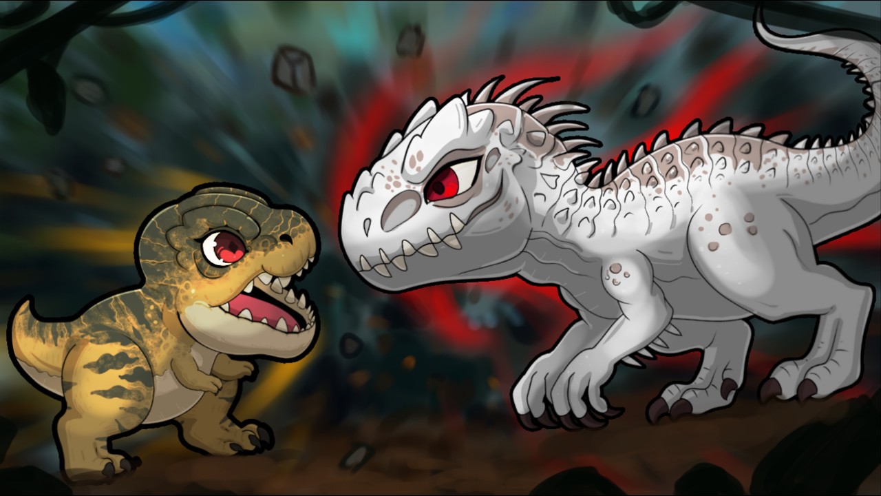 Baby T-Rex vs. Baby Indominus Rex! (Jurassic World Rebirth Cartoon