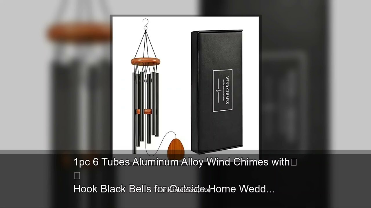 1pc 6 Tubes Aluminum Alloy Wind Chimes with Hook Black Bells for Outside Home Wedding Party Mem