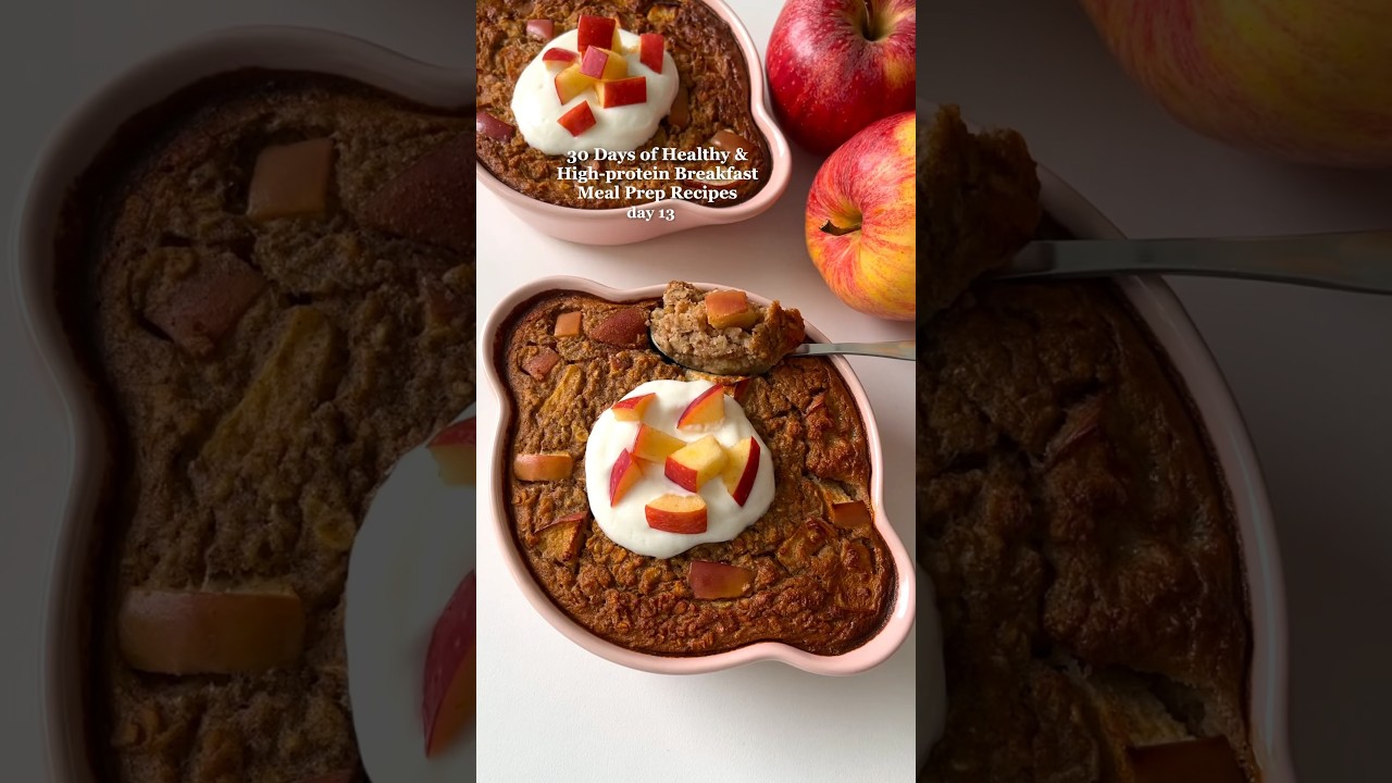 Healthy Breakfast Idea: Apple Pie Baked Oats😍 #mealprep #healthyrecipes #easyrecipes