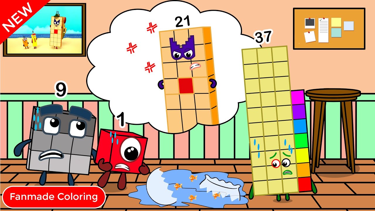 Oh No! Who Broke Numberblocks 21’s Aquarium | Numberblocks Fanmade Coloring Story