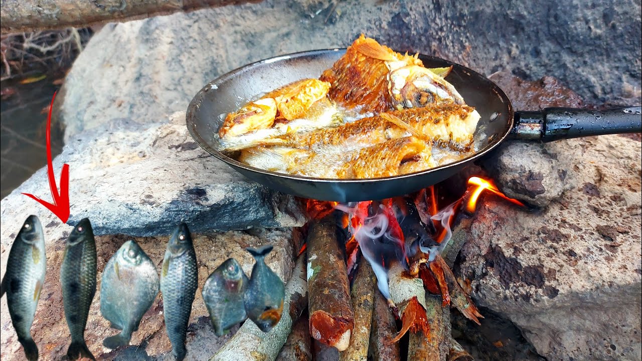 PESCANDO E FRITANDO PEIXE NA BEIRA DO RIO. primeira pescaria na ceva j&aacute; foi assim. @casalwk2279