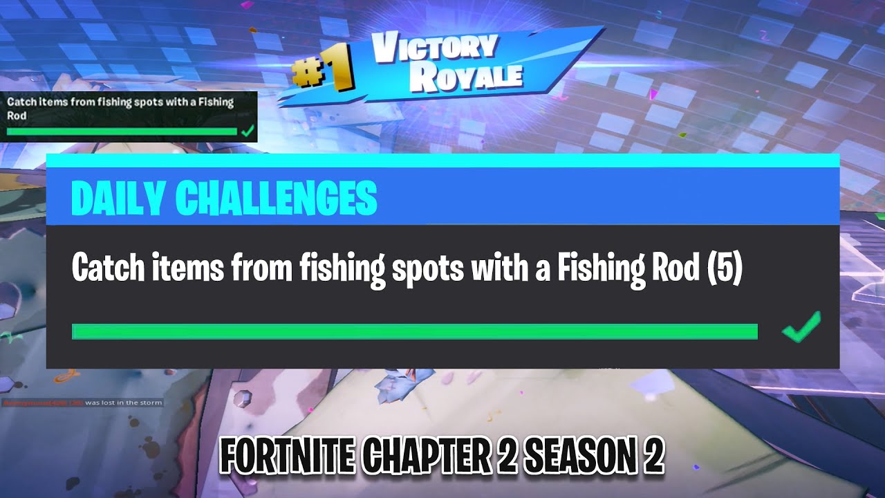 Catch items from fishing spots with a Fishing Rod | Daily Challenges Fortnite Chapter 2 Season 2