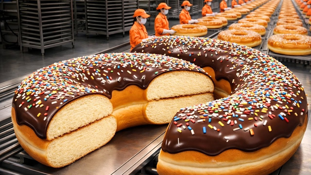 Inside a Modern Doughnut Factory: From Dough to Glossy Topping (ASMR, No Talking)