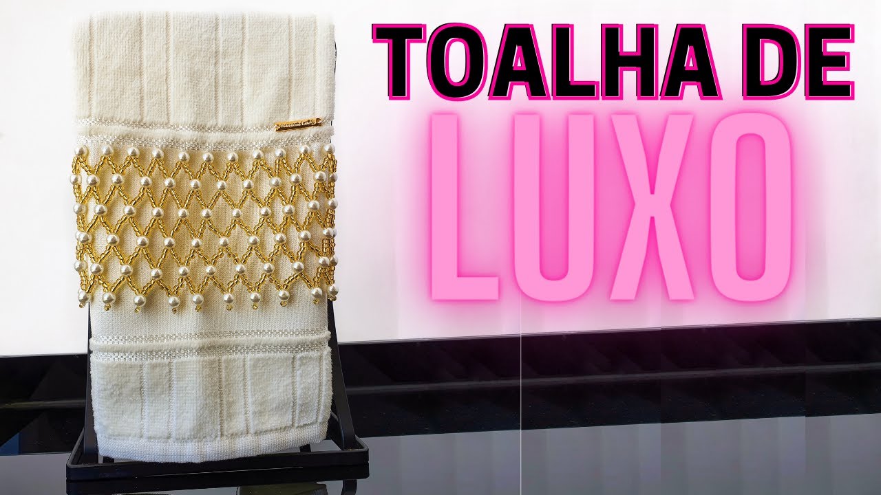 Bico de pedraria em toalha de lavabo - Toalha de luxo bordada