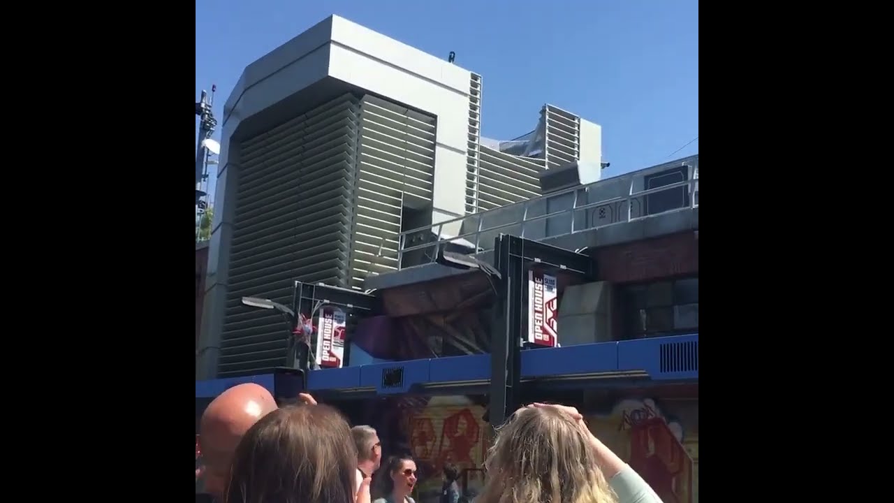 Spider-Man Crashes Through Building in Avengers Campus in Disney California Adventure