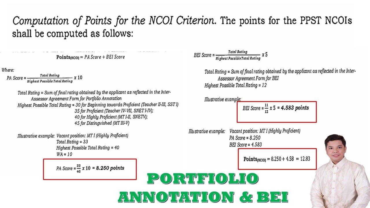 PORTFOLIO ANNOTATIONS & BEI (PPST NCOIs) EXPANDED CAREER PROGRESSION SYSTEM FOR PUBLIC TEACHERS 