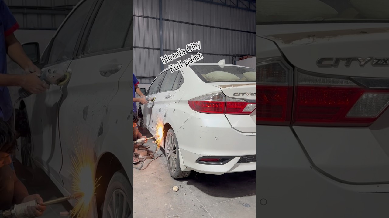 Honda City Full Painting | Pearl White | Cars in paint #cars #honda #automobile #luxury #denting