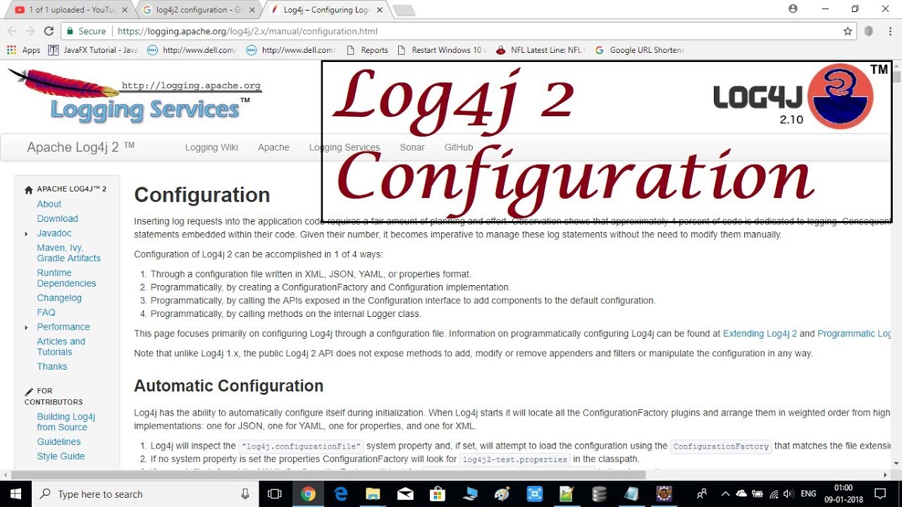 Apache Log4j 2 Configuration| Log4j2 with JDK 9.0