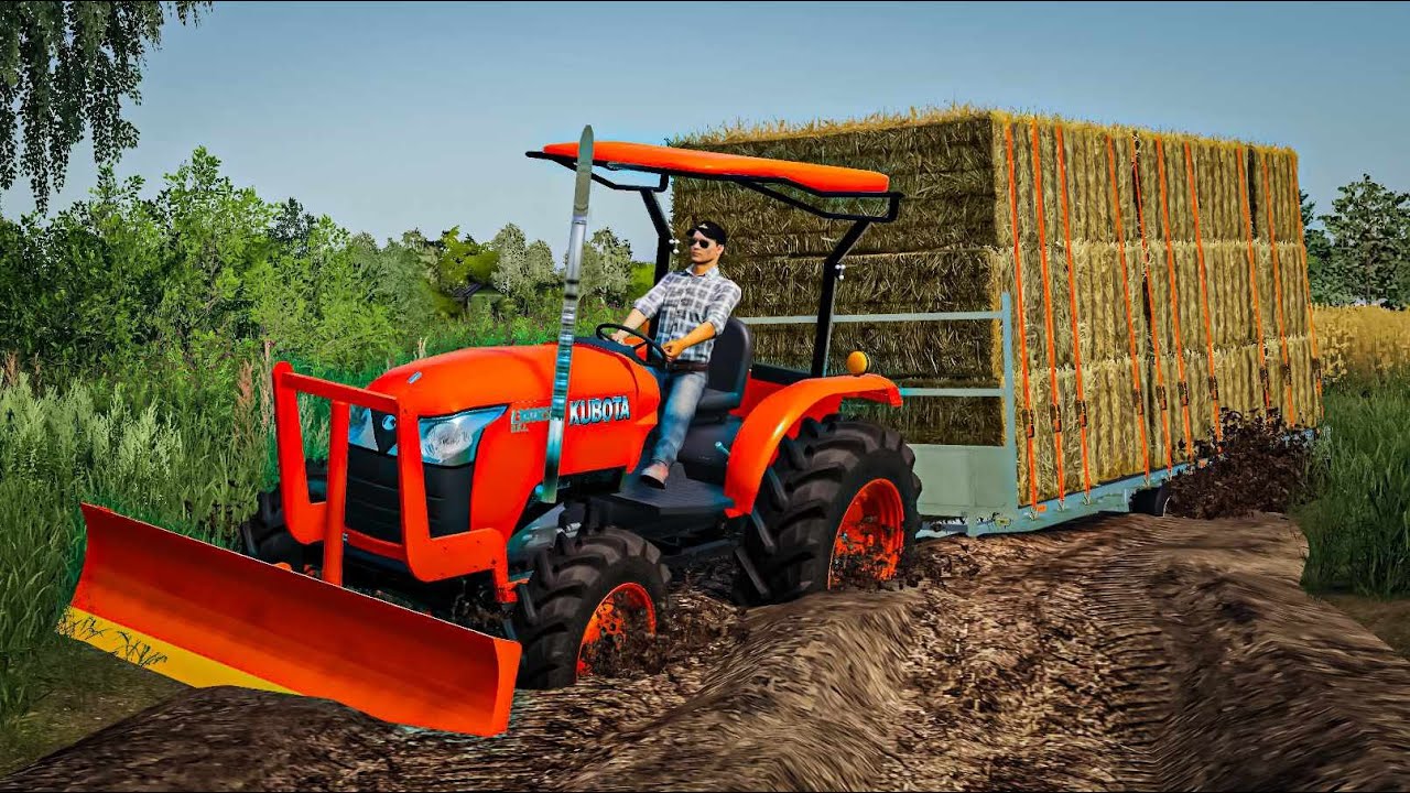 เปิดตัว!! รถไถคูโบต้าL3608SP ขนฟางติดหล่มกลางทุ่ง Farming simulator 19