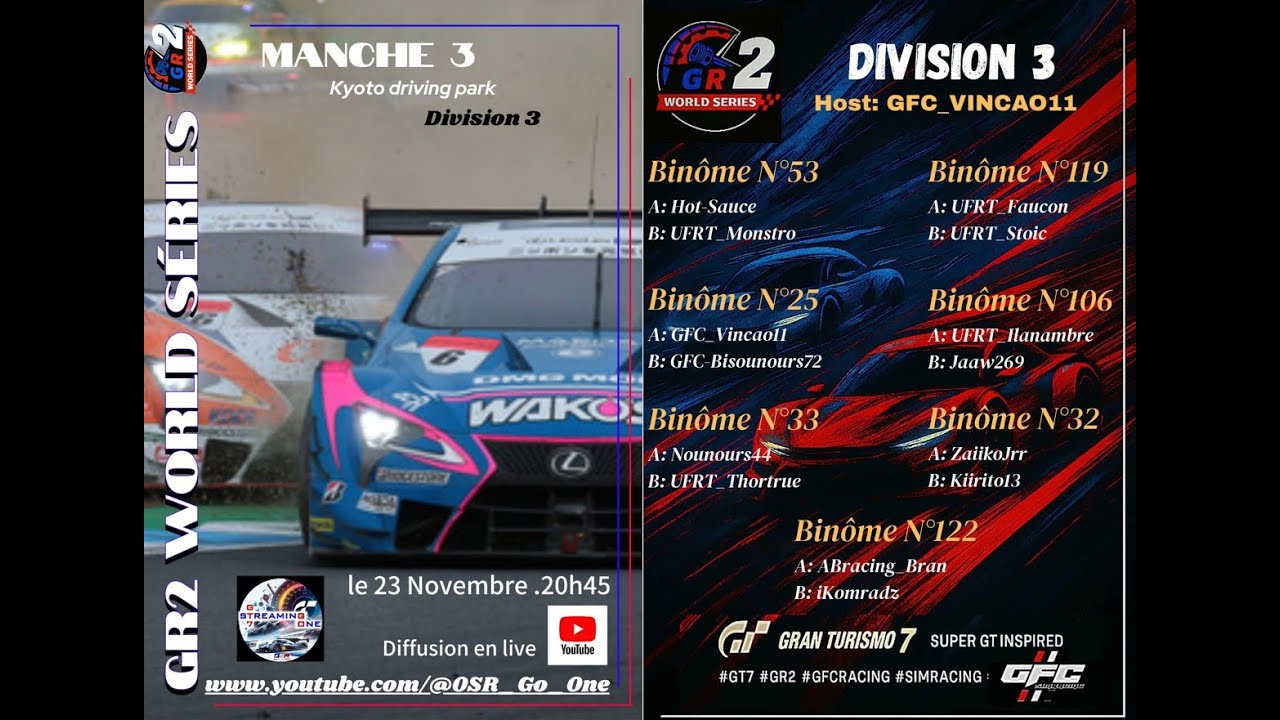 🏁🏎️GR2 WORLD SERIES Manche 3 Division 3 🏎️🏁
